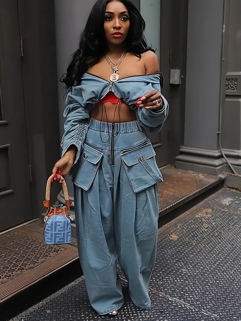 EYHO Two Piece Rags2Riches Denim 2-Piece Set